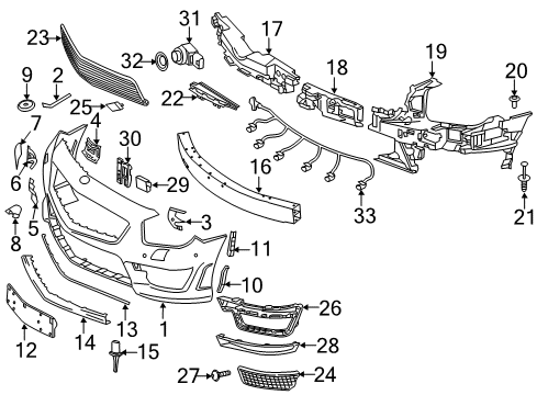 Bumper Cover Outer Support Diagram for 231-885-01-21