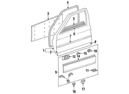 1987 Mercedes-Benz 300TD Front Door Diagram