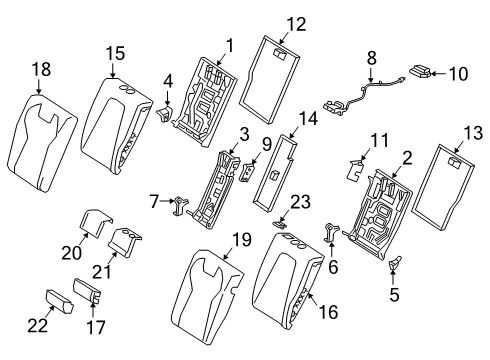 2022 Mercedes-Benz CLA45 AMG Rear Seat Components Diagram 2