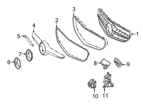 2019 Mercedes-Benz S560 Grille & Components Diagram 2