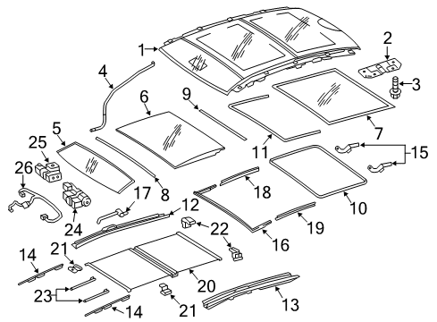 Sunroof Assembly Diagram for 212-780-15-29