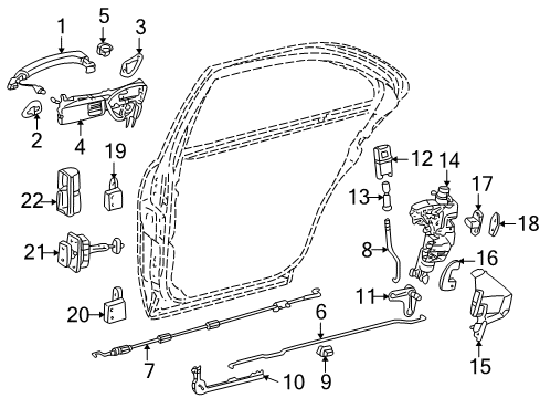 2003 Mercedes-Benz S500 Rear Door - Lock & Hardware Diagram