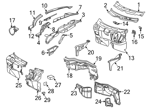 2001 Mercedes-Benz E320 Cowl Diagram