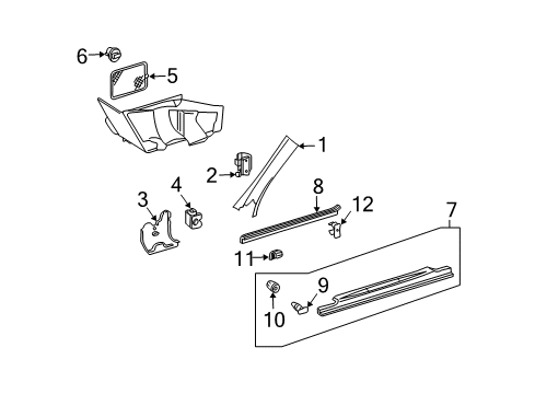 Windshield Pillar Trim Diagram for 209-690-01-25-8J62