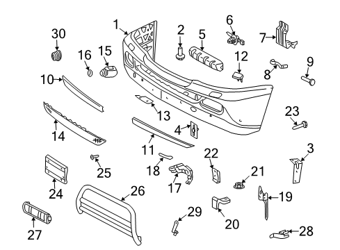 Bumper Cover Diagram for 163-880-47-70