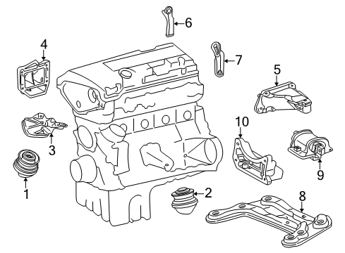 2003 Mercedes-Benz SLK320 Engine & Trans Mounting Diagram