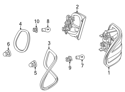 Tail Lamp Assembly Diagram for 210-820-83-64-64