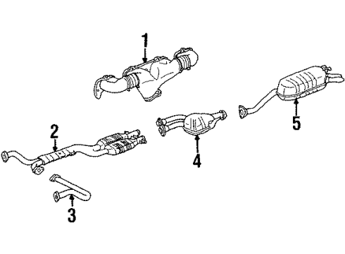 1993 Mercedes-Benz 400E Exhaust Components Diagram