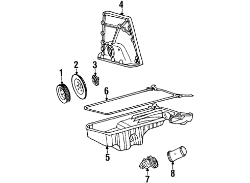 1992 Mercedes-Benz 300E Engine Parts & Mounts, Timing, Lubrication System Diagram 1