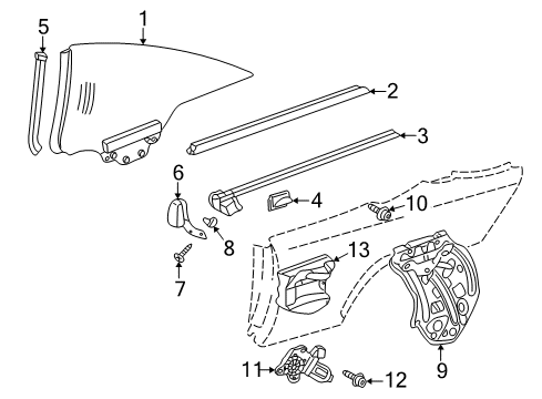 2004 Mercedes-Benz CL55 AMG Quarter Panel - Glass & Hardware Diagram