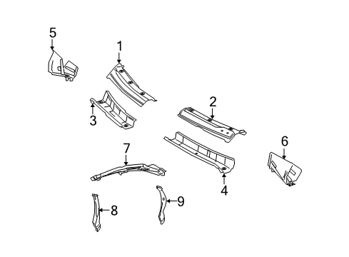 2008 Mercedes-Benz ML63 AMG Cowl Diagram