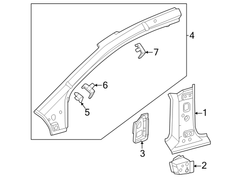 2024 Mercedes-Benz EQS 450+ SUV Hinge Pillar Diagram