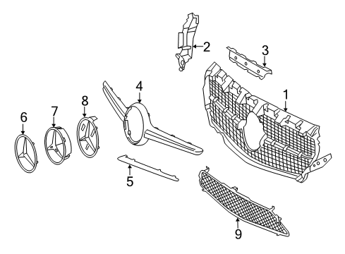 2016 Mercedes-Benz CLA45 AMG Grille & Components Diagram 1