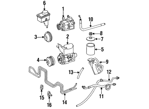 1993 Mercedes-Benz 500SEC P/S Pump & Hoses, Steering Gear & Linkage Diagram 3