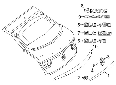 2016 Mercedes-Benz GLE450 AMG Exterior Trim - Lift Gate Diagram