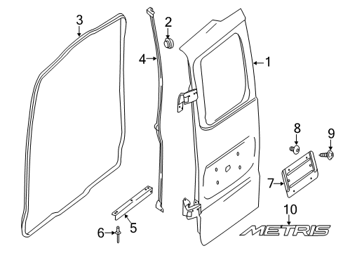 2018 Mercedes-Benz Metris Back Door - Door & Components Diagram