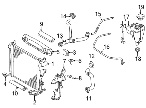 2011 Mercedes-Benz SL550 Radiator & Components Diagram