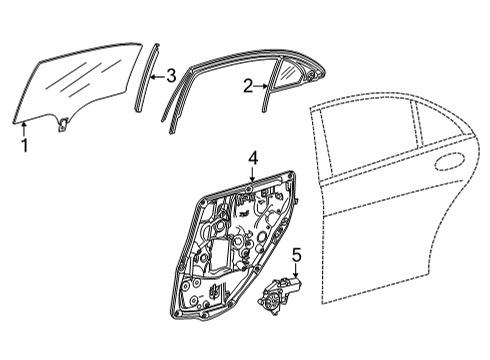 2023 Mercedes-Benz S580e Glass - Rear Door Diagram