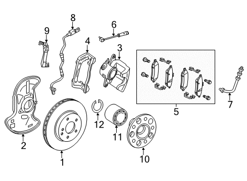 2016 Mercedes-Benz E550 Brake Components, Brakes Diagram 1