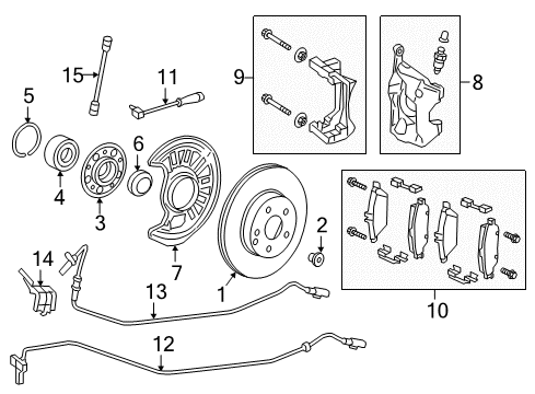 2017 Mercedes-Benz B250e Brake Components, Brakes Diagram 1