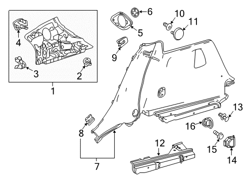 Upper Pillar Trim Diagram for 156-690-44-00-9H68