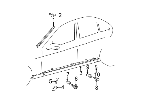 Rocker Molding Diagram for 220-698-03-54-9999