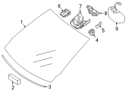 2017 Mercedes-Benz B250e Windshield Glass Diagram