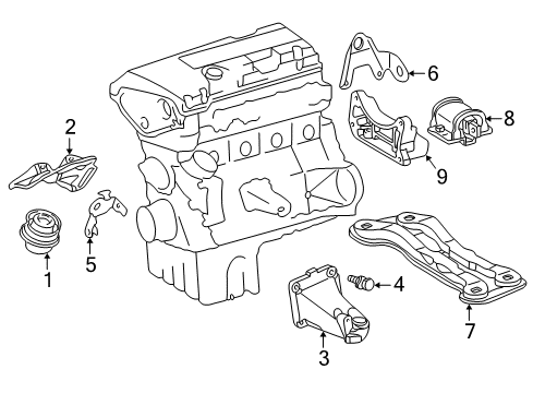 2002 Mercedes-Benz SLK230 Engine & Trans Mounting Diagram