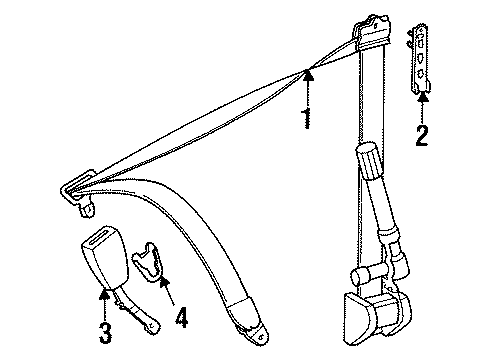 1990 Mercedes-Benz 300D Front Seat Belts Diagram