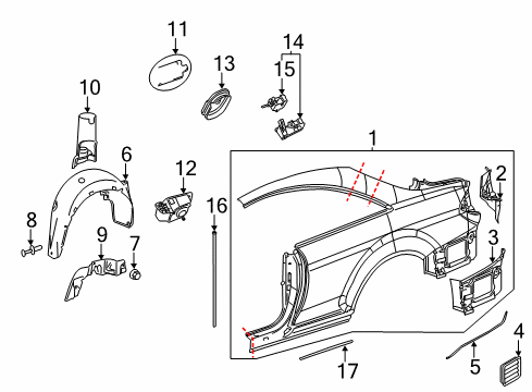 2012 Mercedes-Benz CL63 AMG Quarter Panel & Components, Exterior Trim