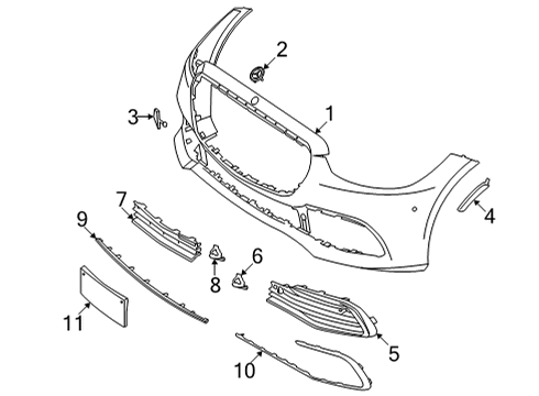 Bumper Cover Diagram for 223-885-19-04-9999