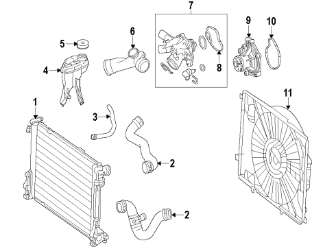 2012 Mercedes-Benz SLK250 Radiator & Components, Water Pump, Cooling Fan Diagram 2