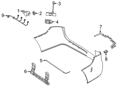 2022 Mercedes-Benz GLS63 AMG Electrical Components - Rear Bumper Diagram