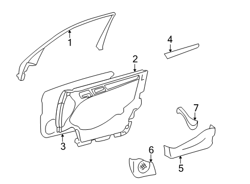 Door Trim Panel Diagram for 202-720-23-52-9B12