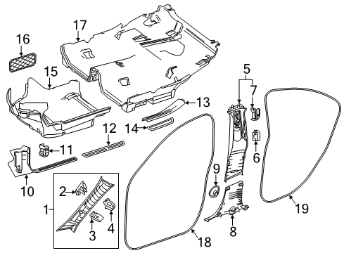 Windshield Pillar Trim Diagram for 117-690-55-00-9F52