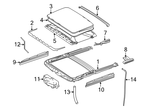 2012 Mercedes-Benz R350 Sunroof, Body Diagram 2