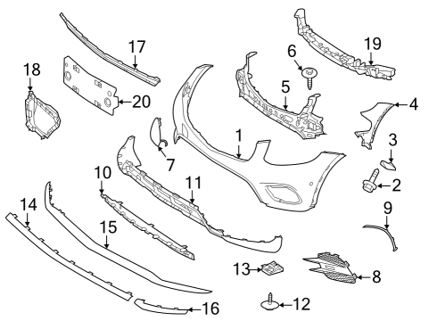 2021 Mercedes-Benz GLC63 AMG Bumper & Components - Front Diagram 1