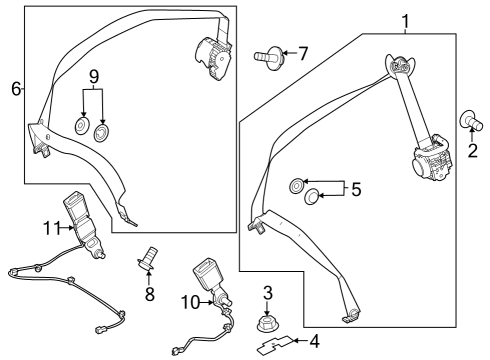 2023 Mercedes-Benz EQB 350 Second Row Seat Belts Diagram