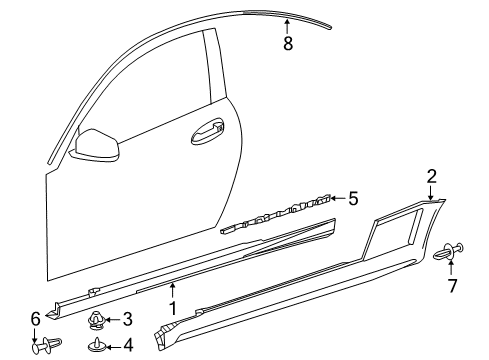 2014 Mercedes-Benz C63 AMG Exterior Trim - Pillars, Rocker & Floor Diagram 1