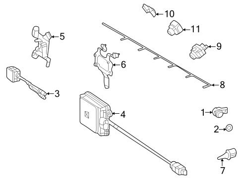 2021 Mercedes-Benz GLB35 AMG Electrical Components - Front Bumper Diagram