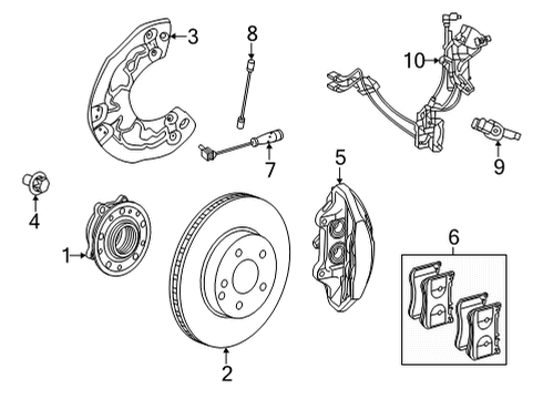 2022 Mercedes-Benz EQS 450+ Front Brakes Diagram