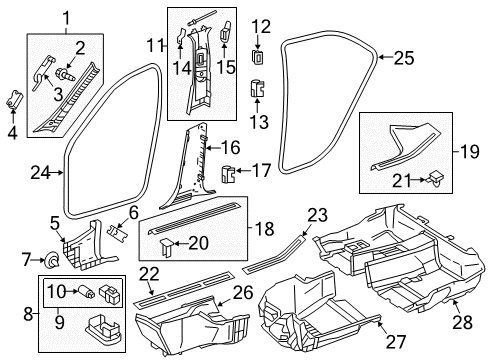 2013 Mercedes-Benz E63 AMG Interior Trim - Pillars, Rocker & Floor Diagram 1