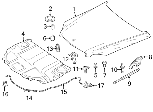 2020 Mercedes-Benz GLC43 AMG Hood & Components, Body Diagram 1