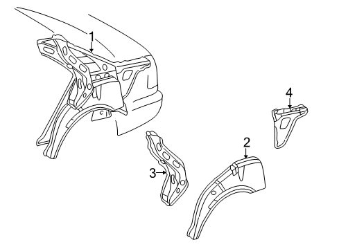 1994 Mercedes-Benz C280 Quarter Panel - Inner Structure Diagram