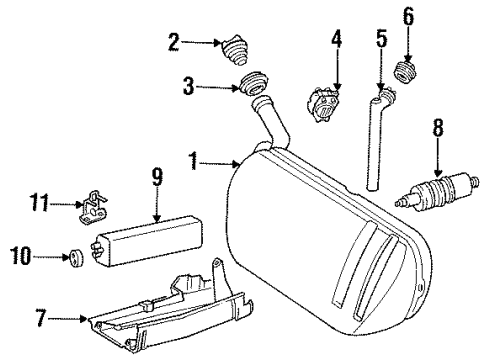 1989 Mercedes-Benz 300CE Fuel System Components Diagram