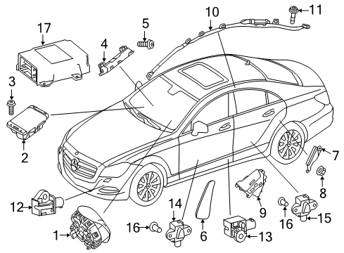 2014 Mercedes-Benz CLS63 AMG S Air Bag Components Diagram