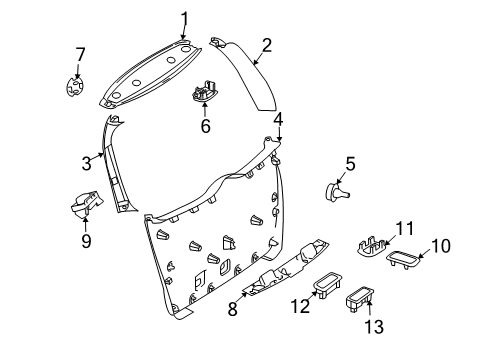 Side Gate Trim Diagram for 164-740-15-70-8K67