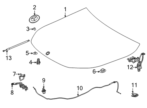 2021 Mercedes-Benz GLB35 AMG Hood & Components, Body Diagram