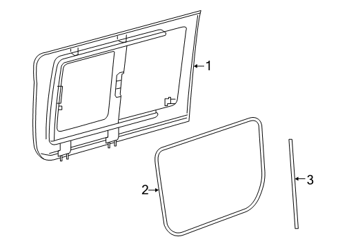 2019 Mercedes-Benz Sprinter 1500 Side Loading Door - Glass & Hardware Diagram 1