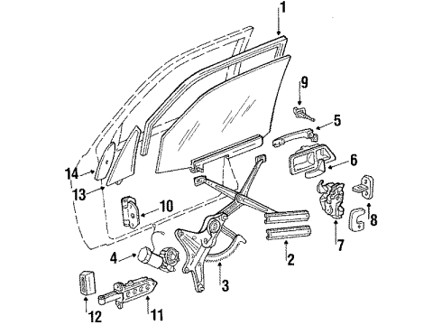 1991 Mercedes-Benz 190E Front Door Diagram